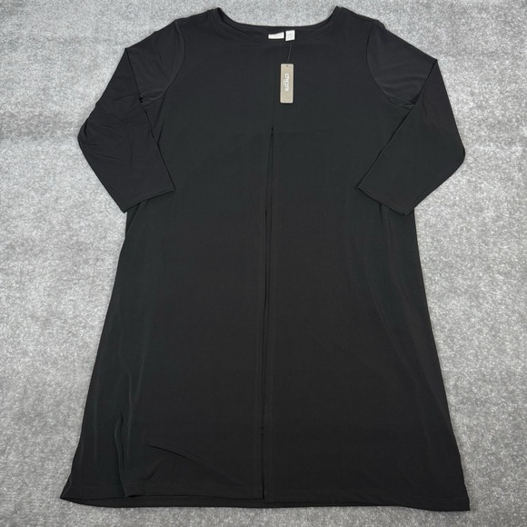 Chico's Dresses & Skirts - NWT Chico's Midi Dress Women's 4 (20) Black Double Layer 3/4 Sleeve Party Office